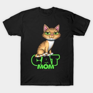 Orange Tabby Cat Mom T-Shirt